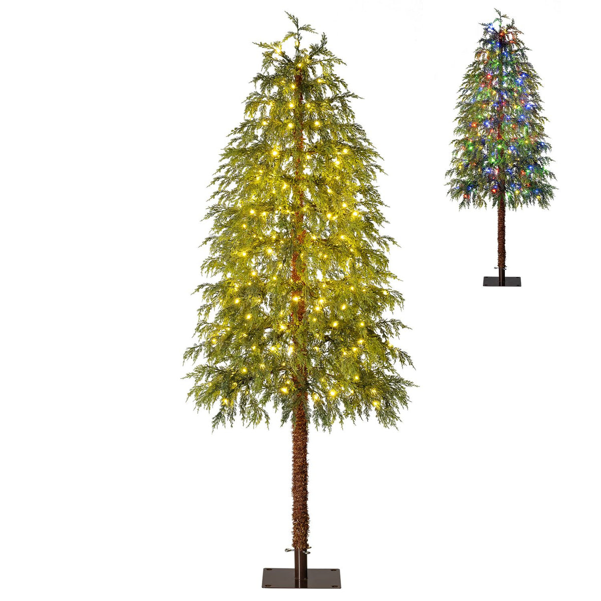 Prelit Artificial Christmas Tree with Warm White and Multicolor LED Lights-6FT