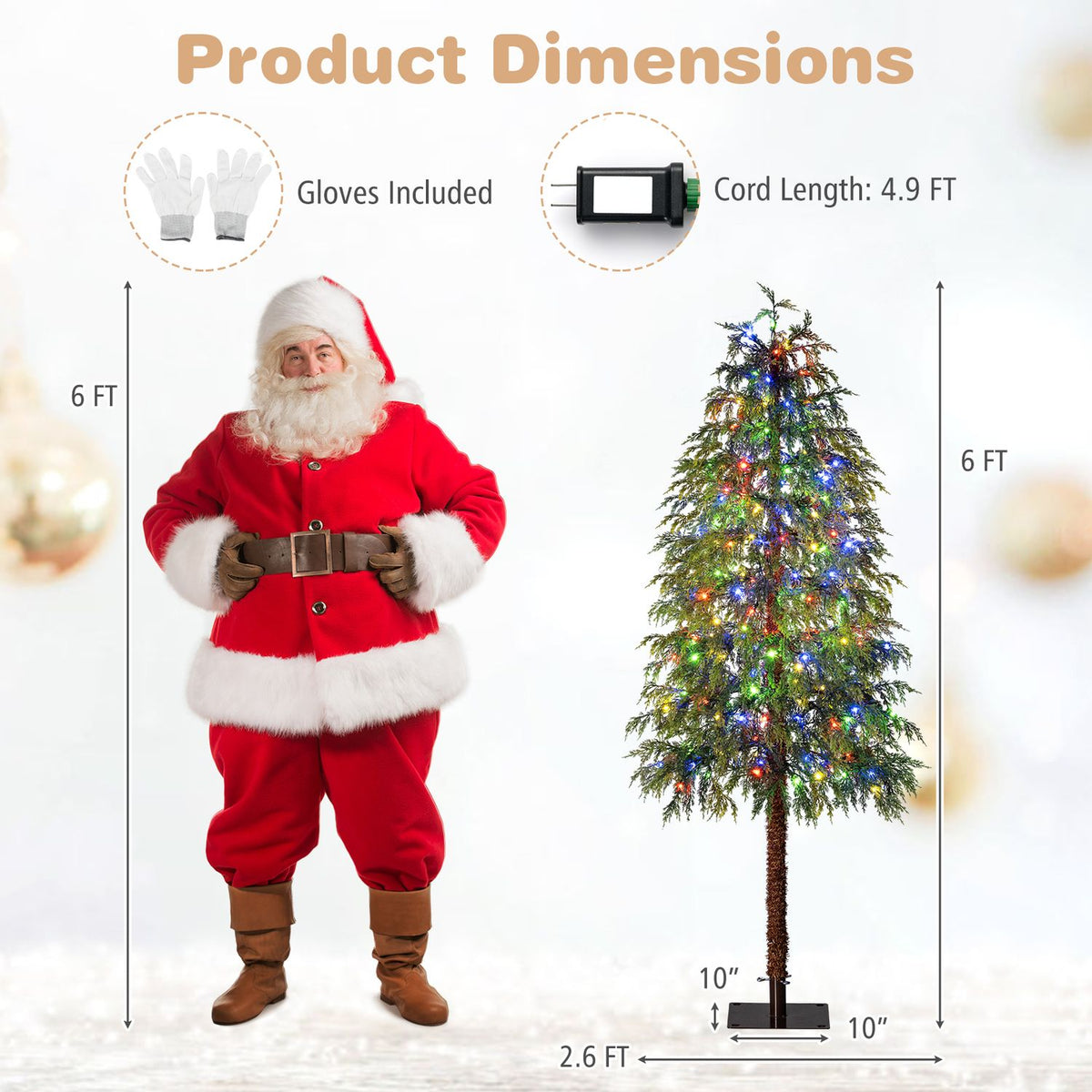 Prelit Artificial Christmas Tree with Warm White and Multicolor LED Lights-6FT