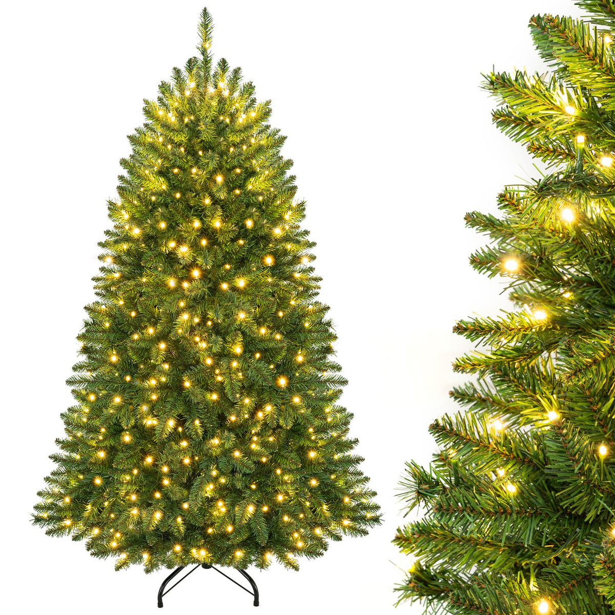 Premium Hinged Artificial Fir Christmas Tree with LED Lights