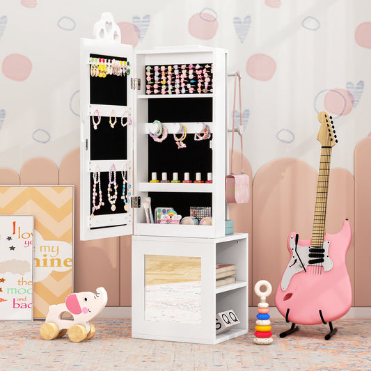 Kids Vanity Table & Stool Set with Full-Length Mirror