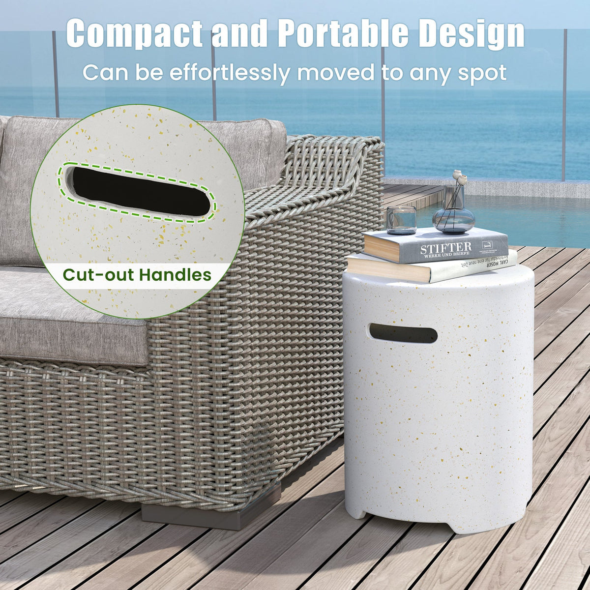 Propane Tank Cover Table with Side Handles and Protective Cover