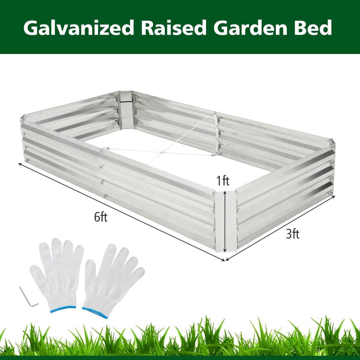 Metal Galvanized Raised Garden Bed with Open-Ended Base