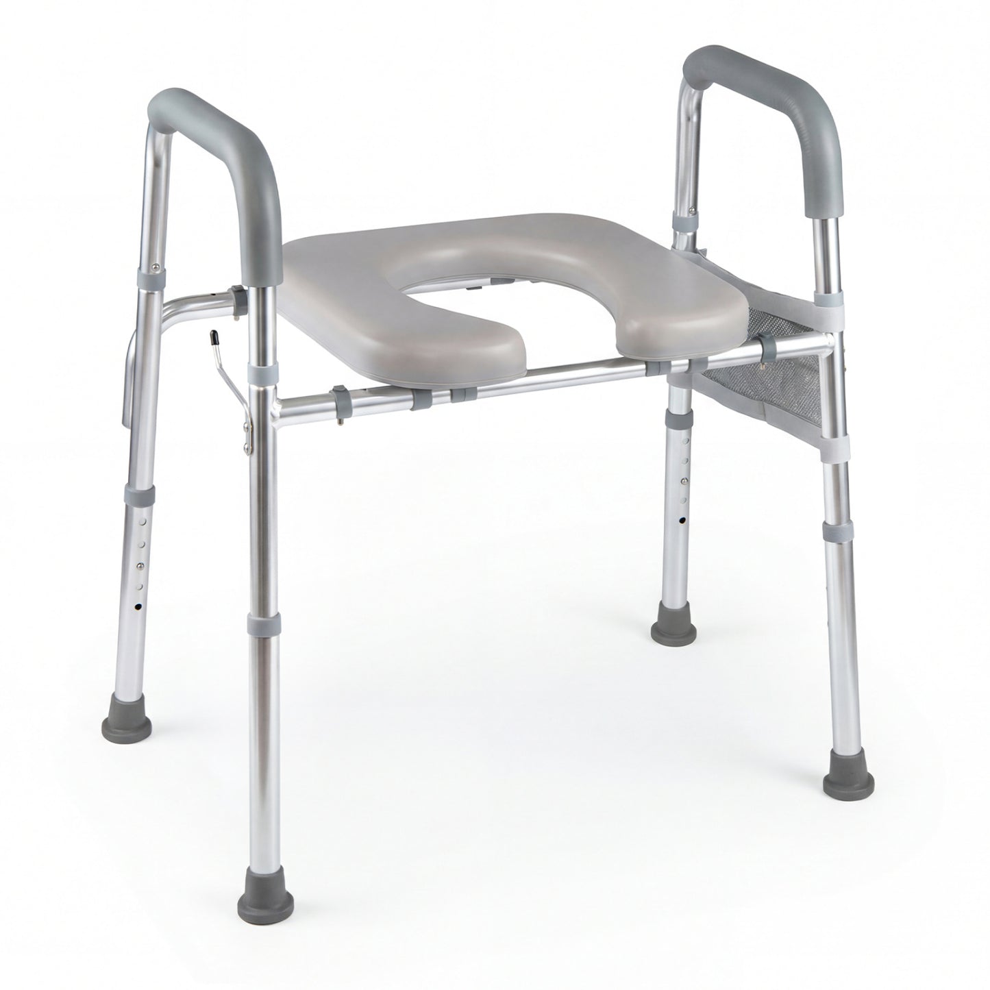 Raised Toilet Seat with Padded Handles and Adjustable Height