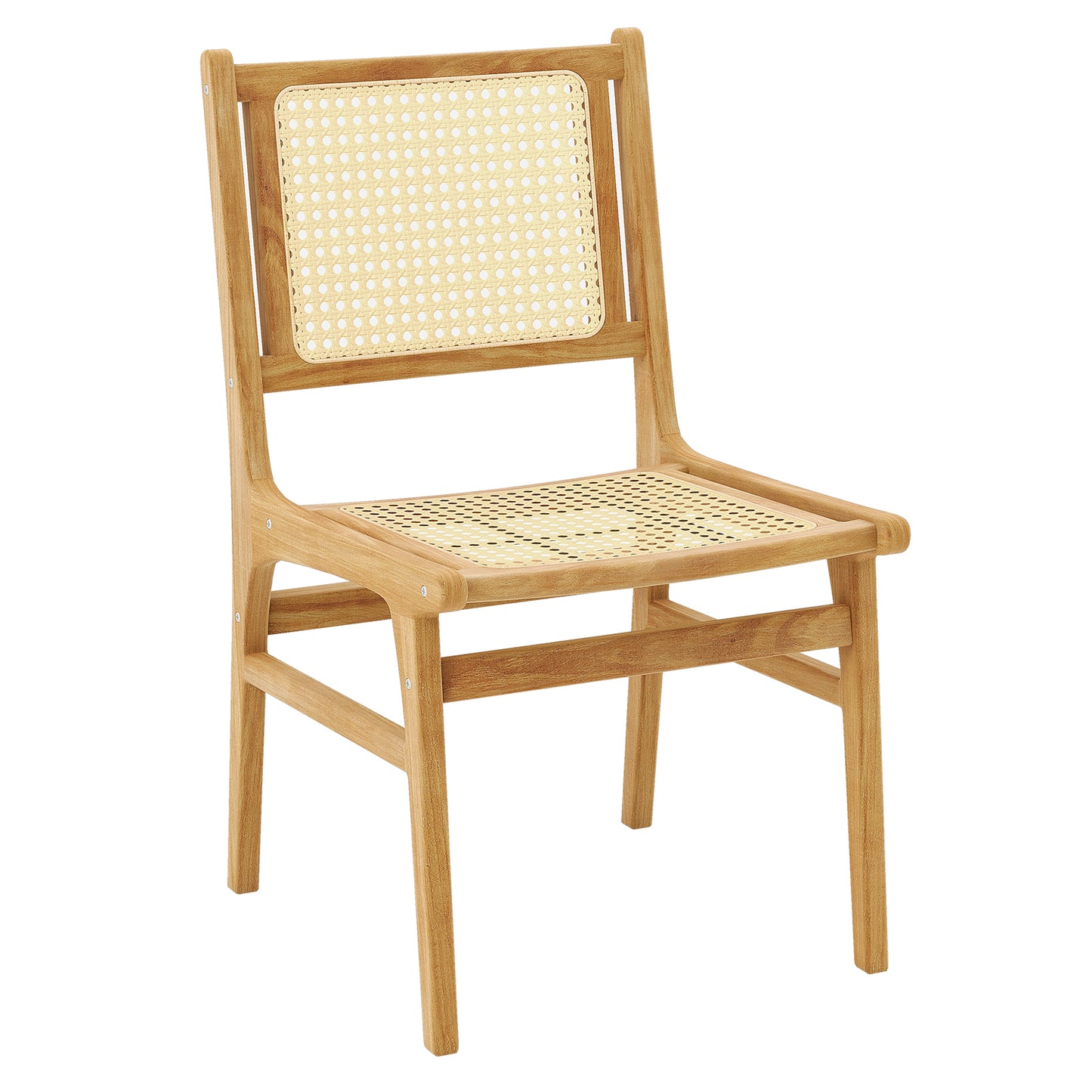 Rattan Dining Chair with Teak Wood Frame and Cane Backrest