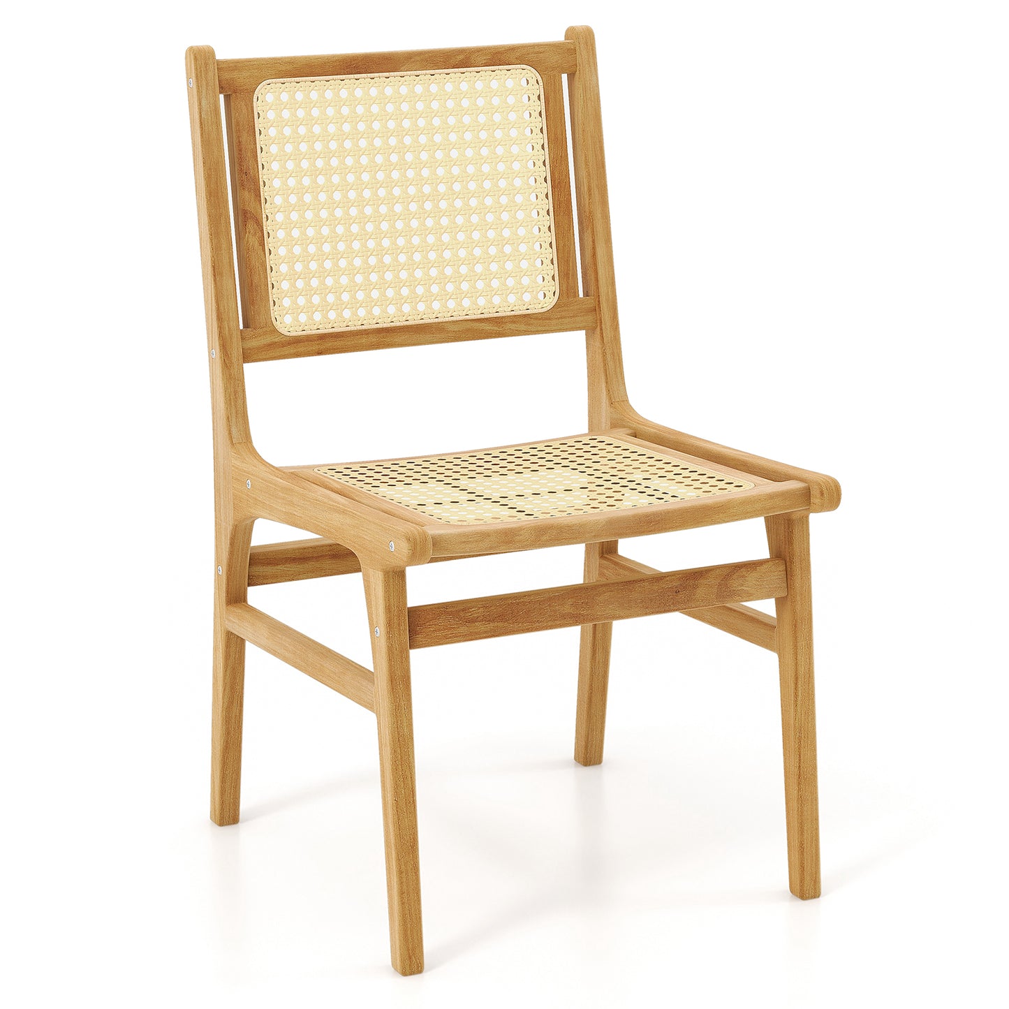 Rattan Dining Chair with Teak Wood Frame and Cane Backrest