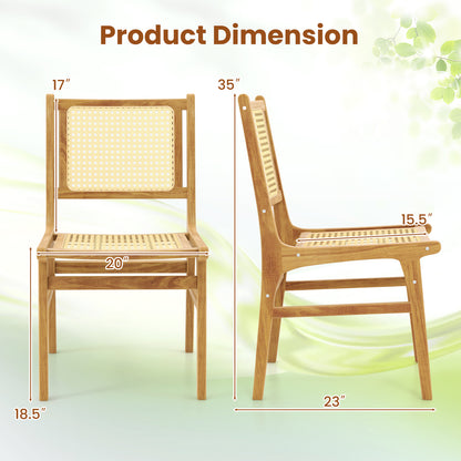 Rattan Dining Chair with Teak Wood Frame and Cane Backrest
