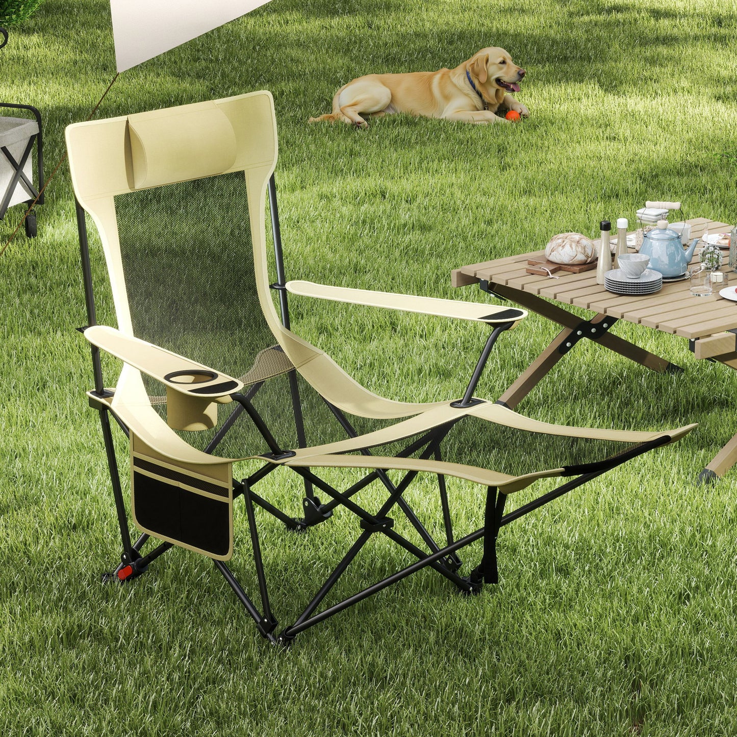Reclining Camping Chair with Removable Footrest