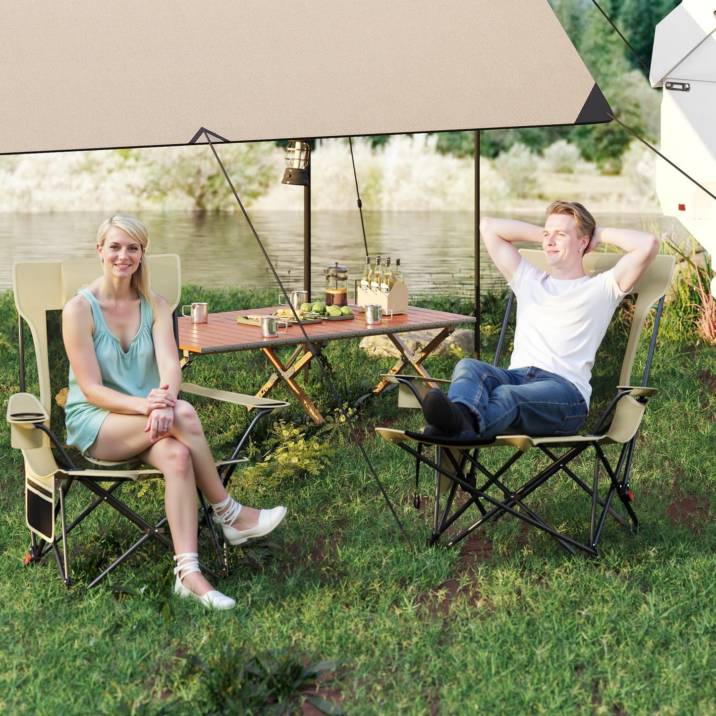 Reclining Camping Chair with Removable Footrest