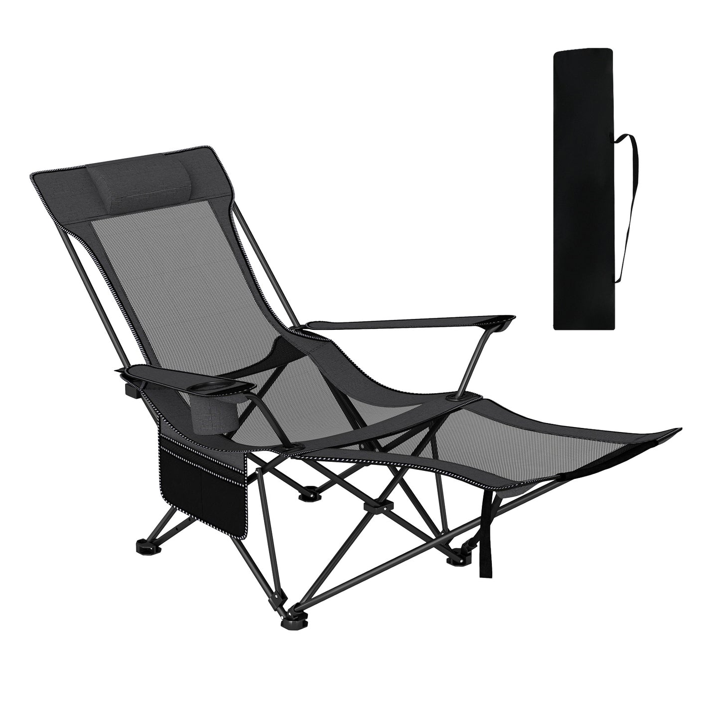 Reclining Camping Chair with Removable Footrest