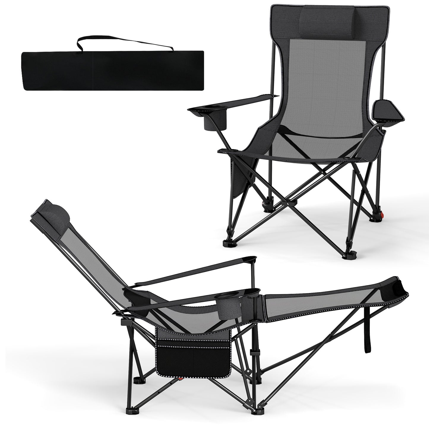 Reclining Camping Chair with Removable Footrest