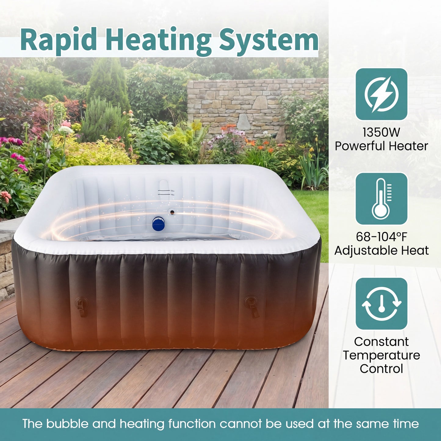 Inflatable Hot Tub Spa with 130 Air Jets for 4-6 People
