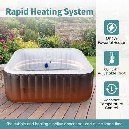 Inflatable Hot Tub Spa with 130 Air Jets for 4-6 People