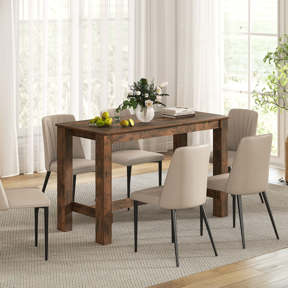 Rectangular Farmhouse Kitchen Table for Dining Room and Kitchen