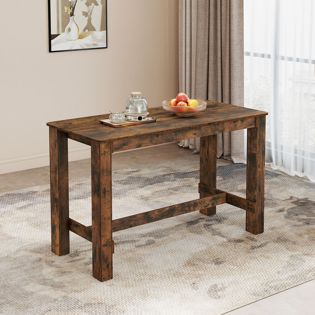 Rectangular Farmhouse Kitchen Table for Dining Room and Kitchen