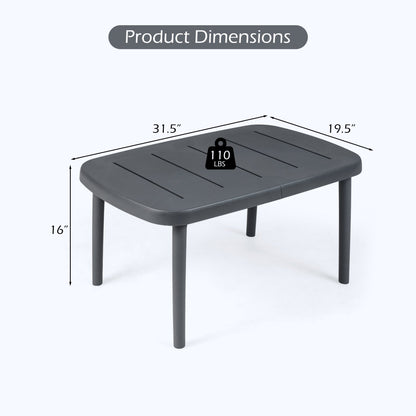 Rectangular Patio Storage Side Table with Aluminum Alloy Rods for Poolside