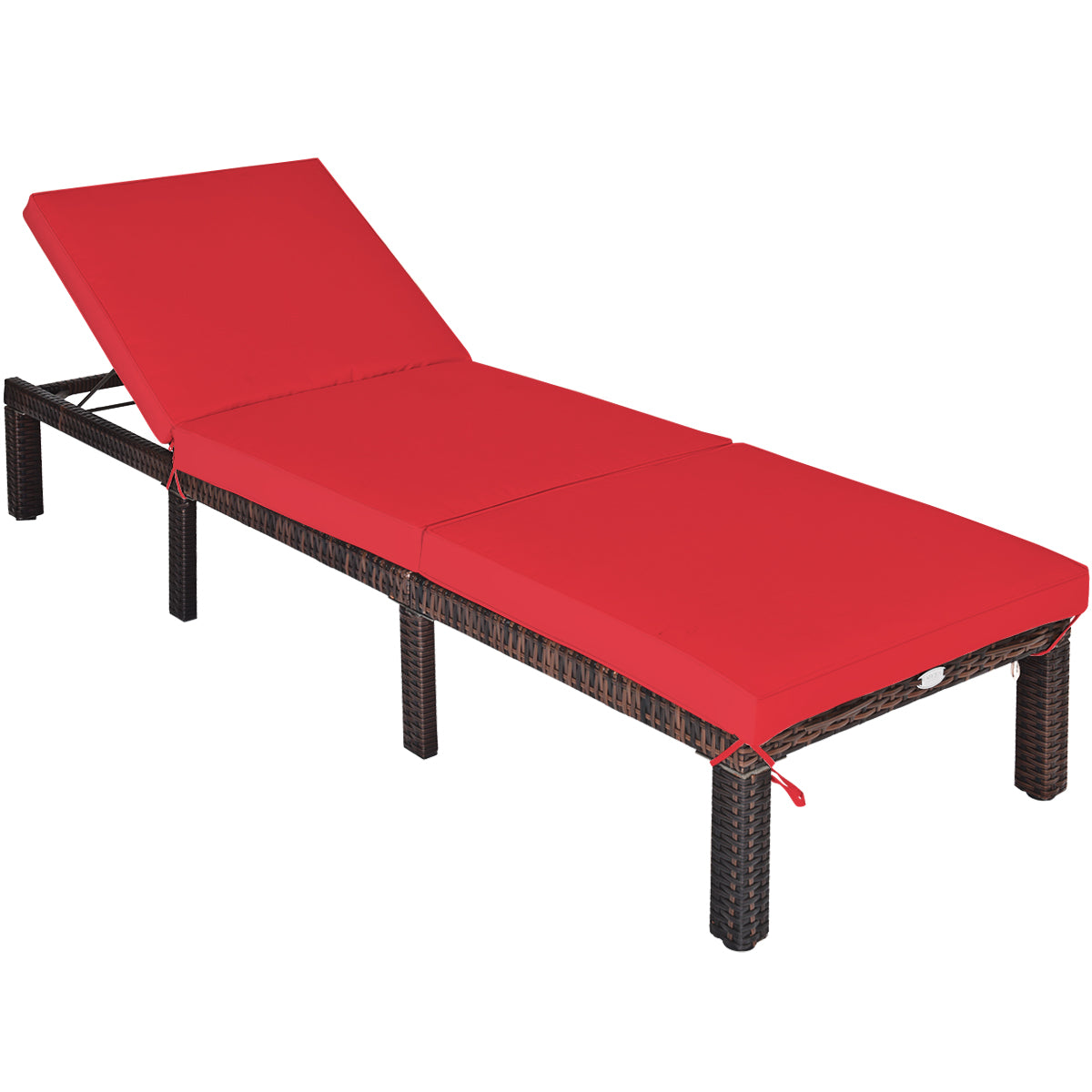 Adjustable Rattan Chaise Lounge with Cushion