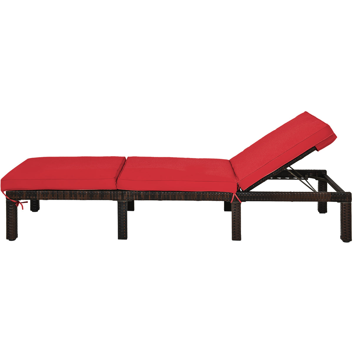 Adjustable Rattan Chaise Lounge with Cushion