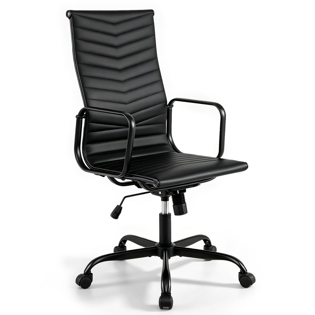 Ribbed High Back Office Chair with Adjustable Height