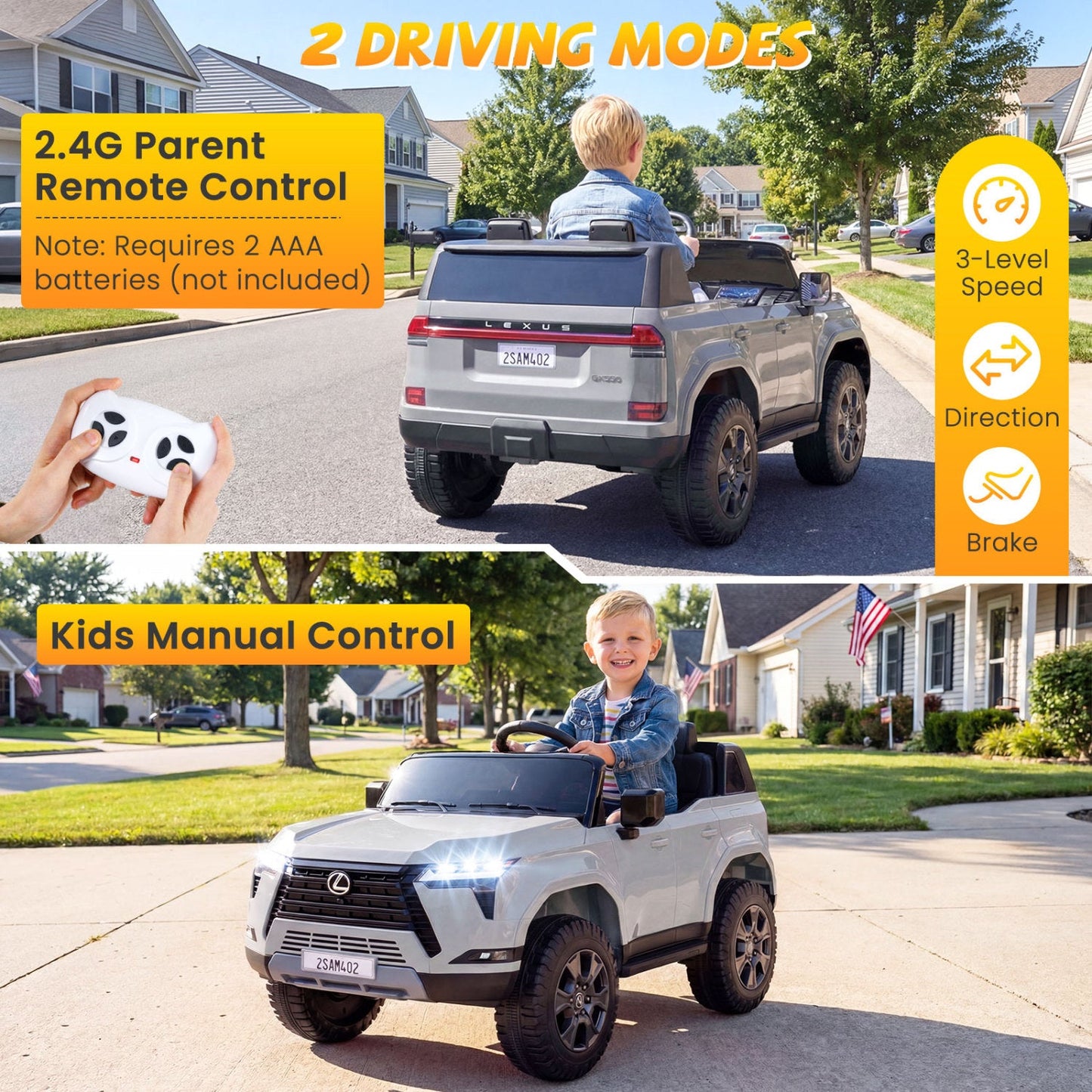 Ride on Car 24V 4WD Licensed LEXUS GX550 Electric Vehicle with Remote for Boys Girls Aged 3+