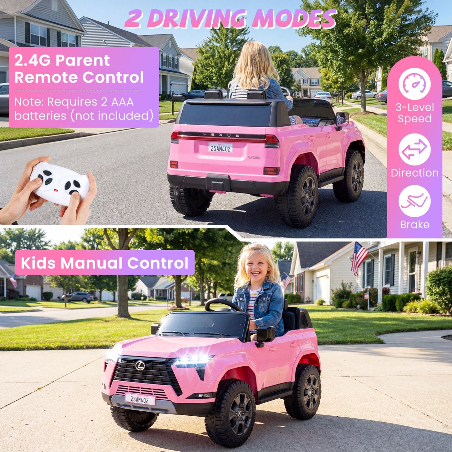 Ride on Car 24V 4WD Licensed LEXUS GX550 Electric Vehicle with Remote for Boys Girls Aged 3+