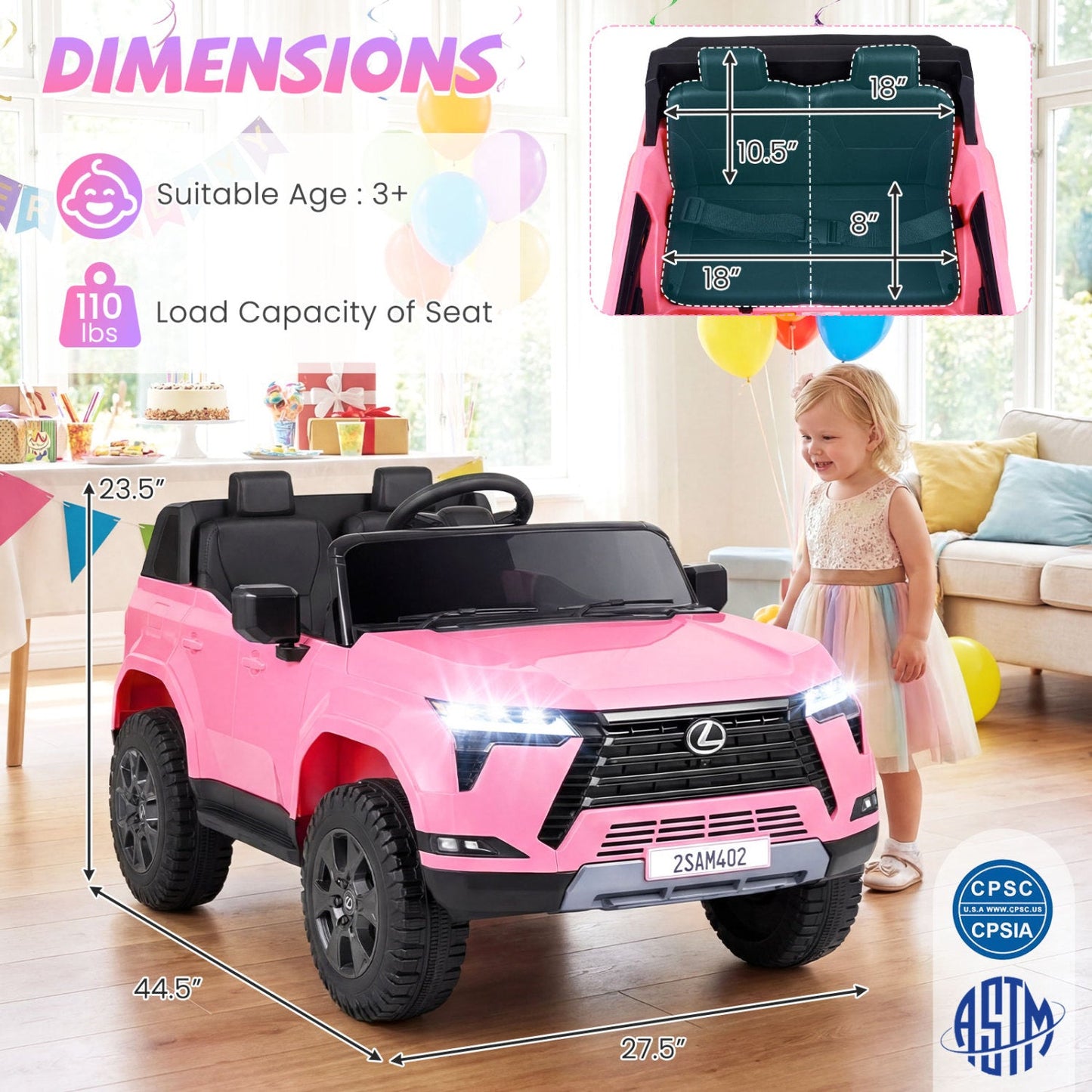 Ride on Car 24V 4WD Licensed LEXUS GX550 Electric Vehicle with Remote for Boys Girls Aged 3+