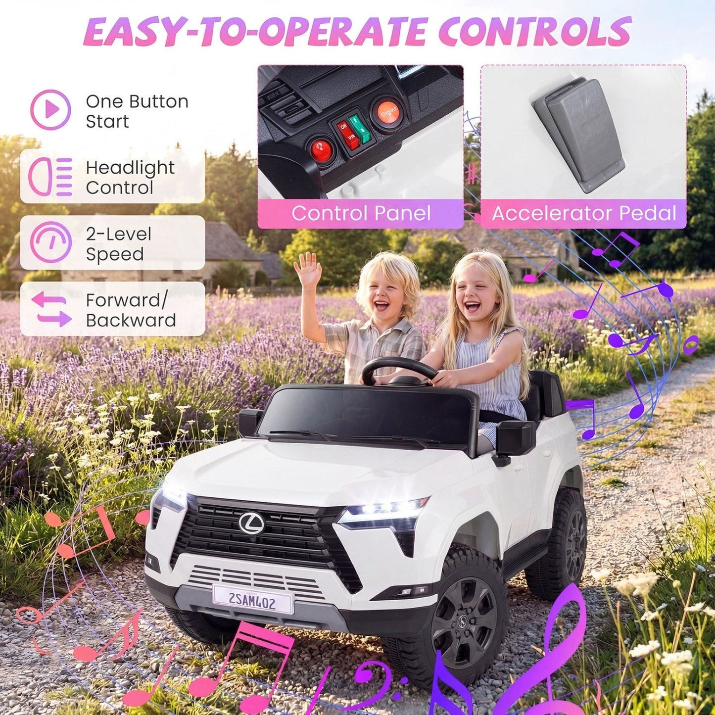 Ride on Car 24V 4WD Licensed LEXUS GX550 Electric Vehicle with Remote for Boys Girls Aged 3+