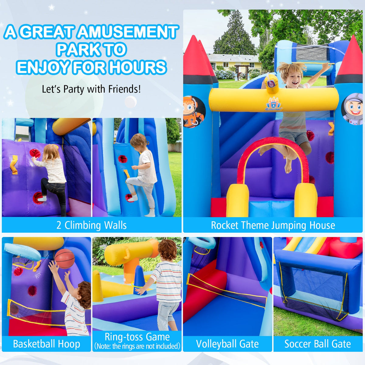 Rocket Theme Inflatable Water Slide Park