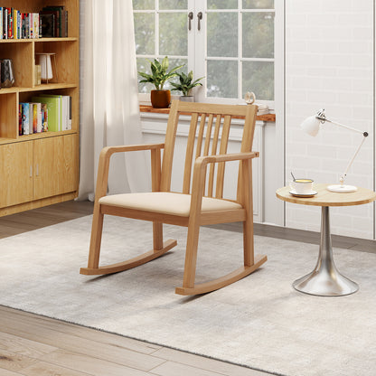 Rocking Chair with Slatted Back and Curved Armrests
