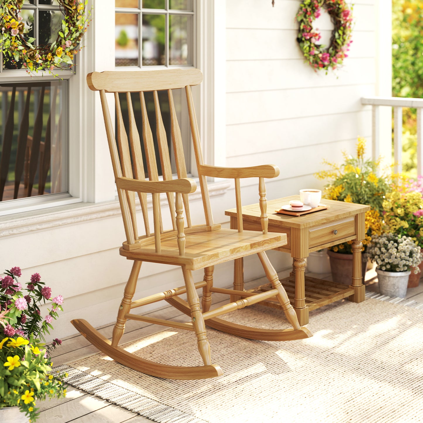 Solid Wood Rocking Chair for Patio and Garden