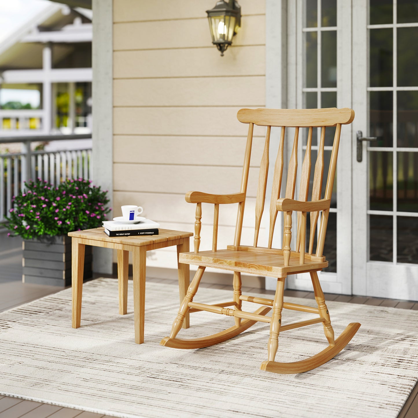 Solid Wood Rocking Chair for Patio and Garden