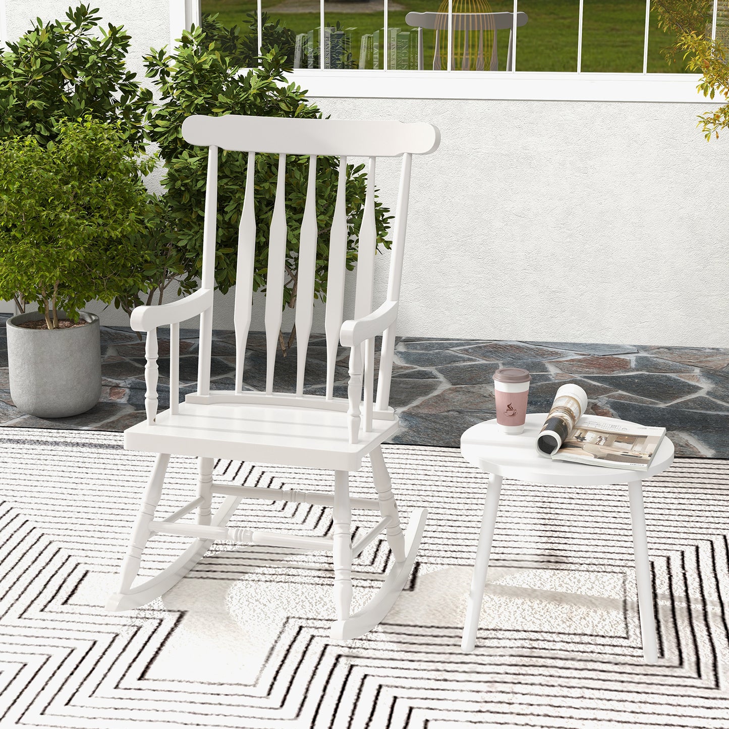 Solid Wood Rocking Chair for Patio and Garden