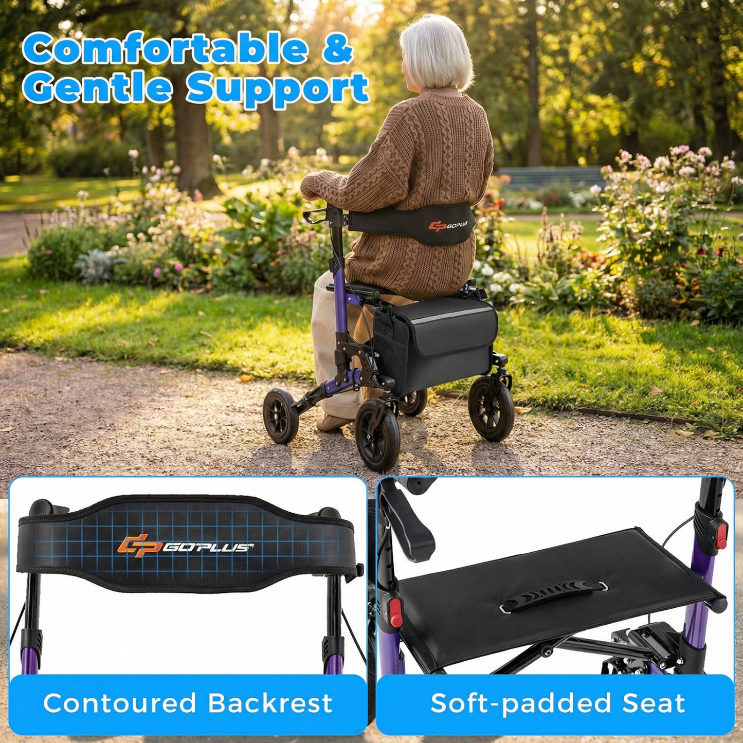 Rollator Walker with Padded Seat for Seniors
