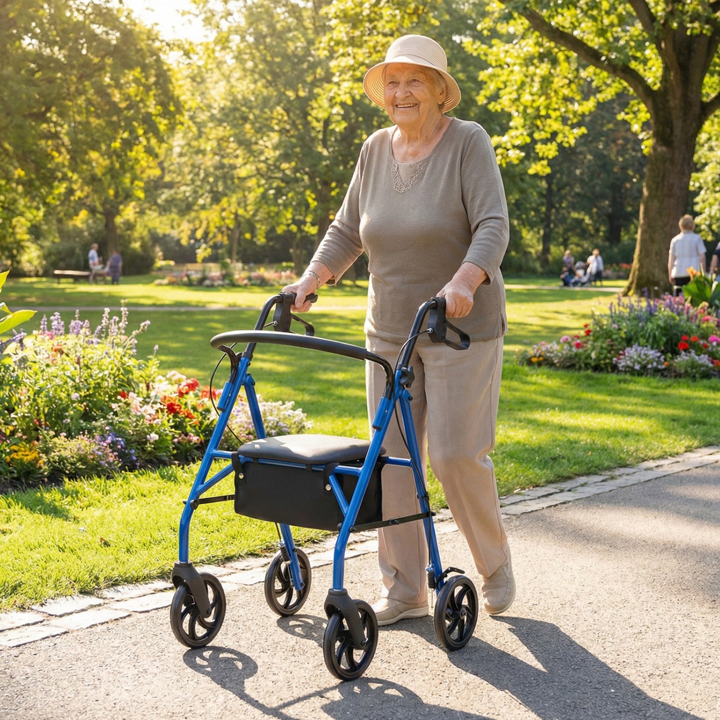 Rollator Walker with Padded Seat and Adjustable Handles