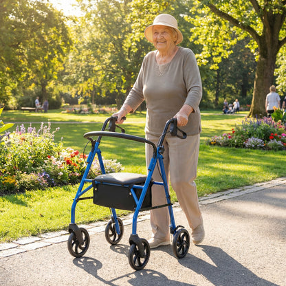 Rollator Walker with Padded Seat and Adjustable Handles