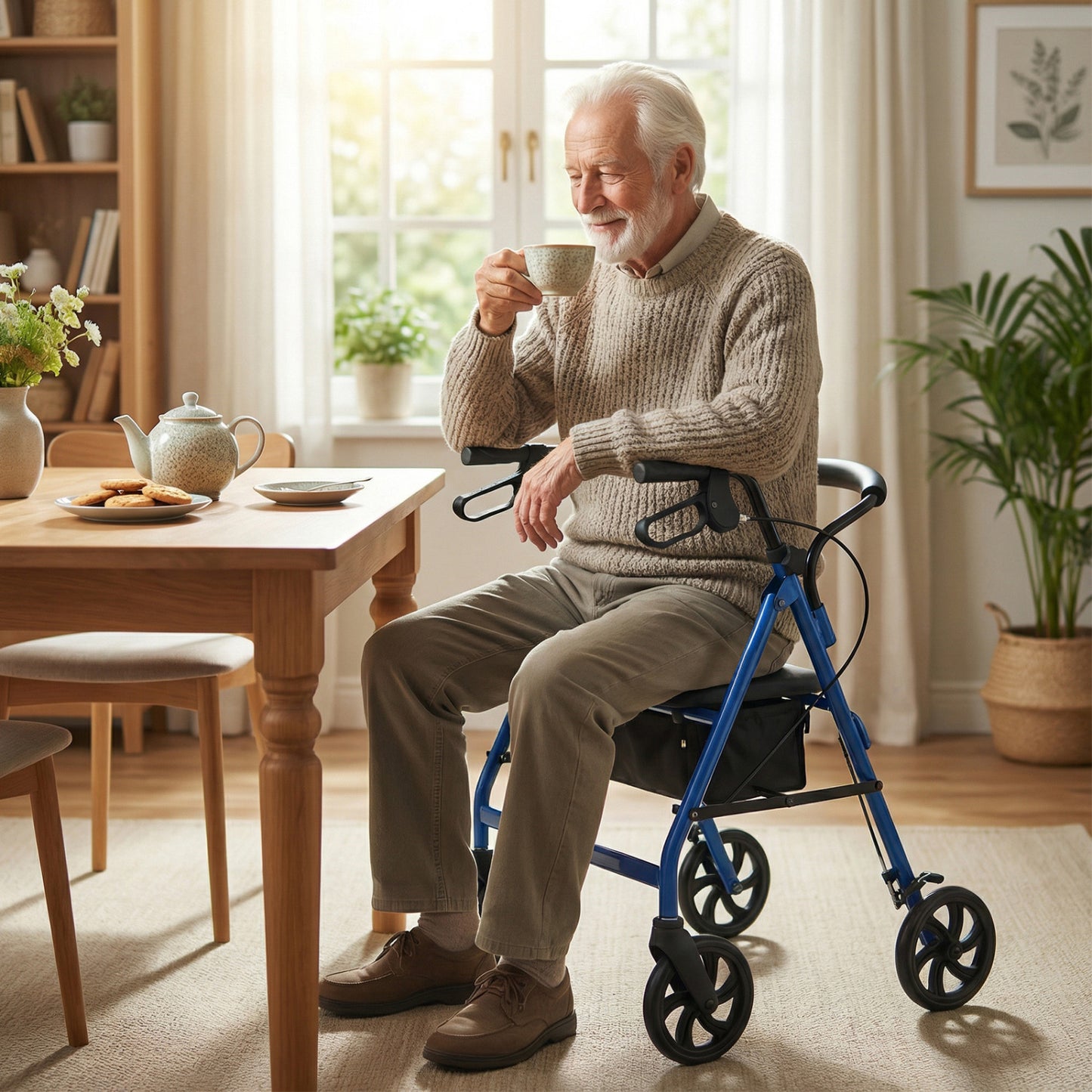 Rollator Walker with Padded Seat and Adjustable Handles