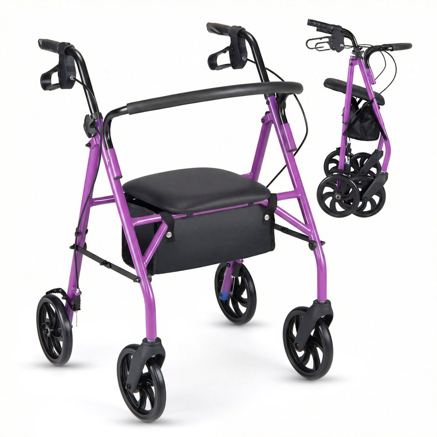 Rollator Walker with Padded Seat and Adjustable Handles
