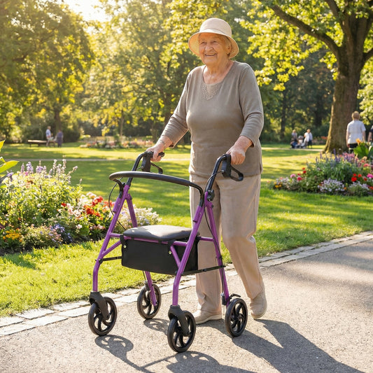 Rollator Walker with Padded Seat and Adjustable Handles