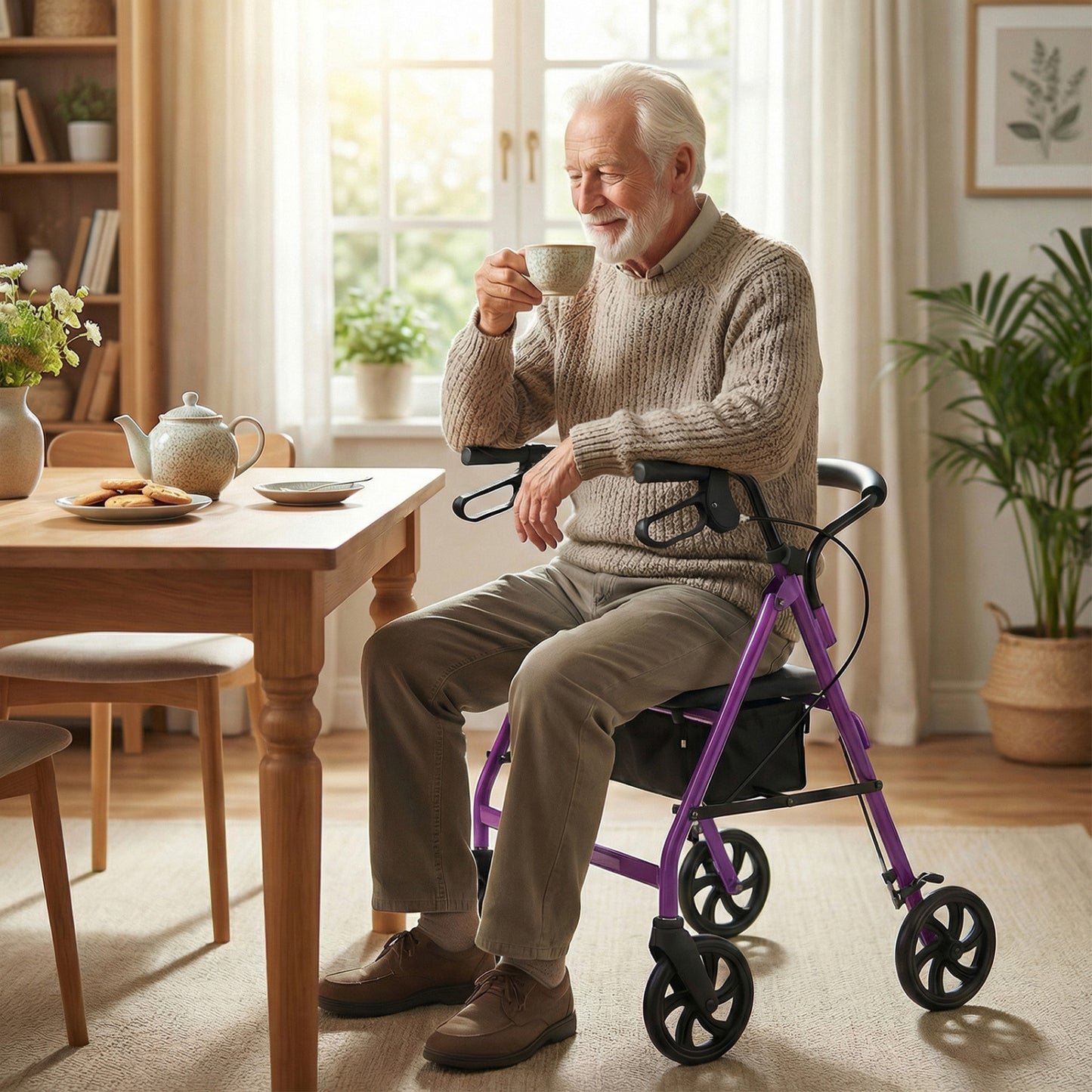 Rollator Walker with Padded Seat and Adjustable Handles