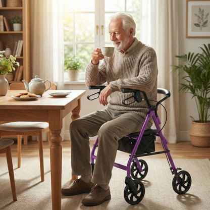 Rollator Walker with Padded Seat and Adjustable Handles