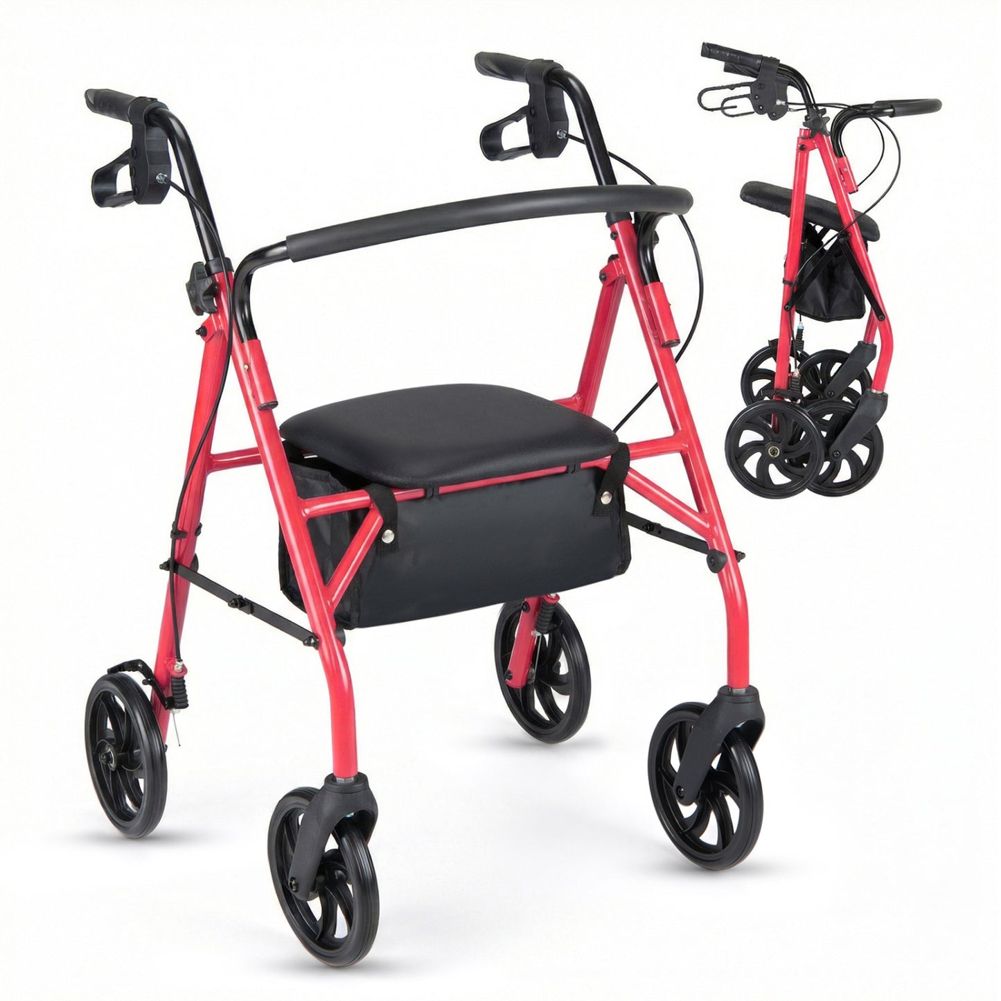 Rollator Walker with Padded Seat and Adjustable Handles