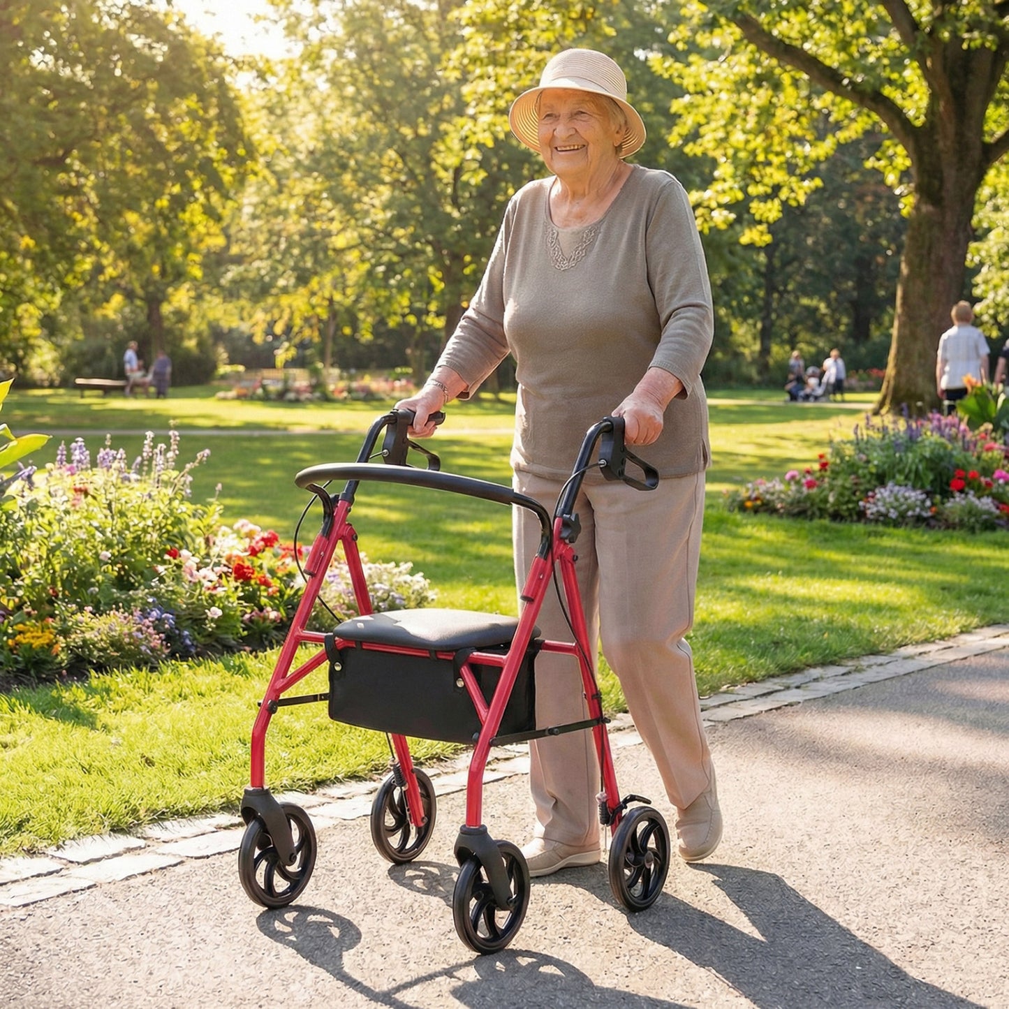 Rollator Walker with Padded Seat and Adjustable Handles