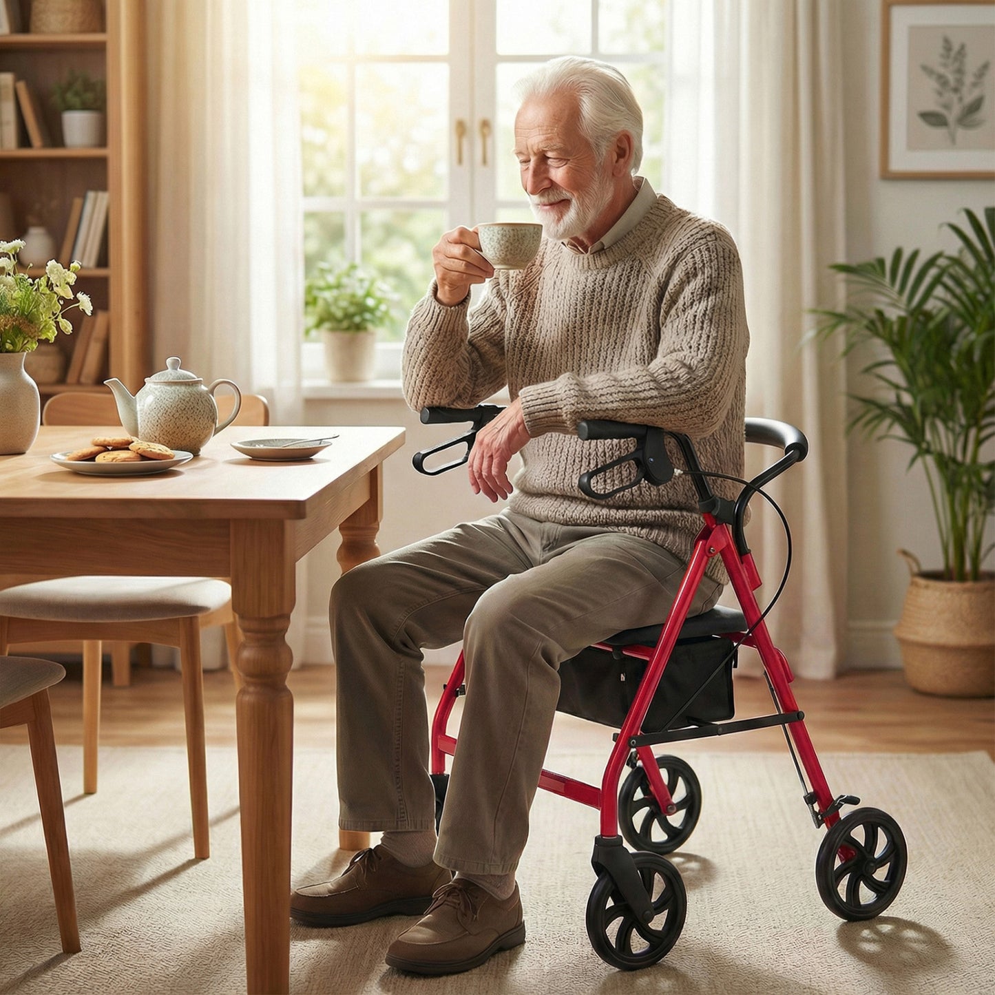 Rollator Walker with Padded Seat and Adjustable Handles