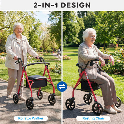 Rollator Walker with Padded Seat and Adjustable Handles