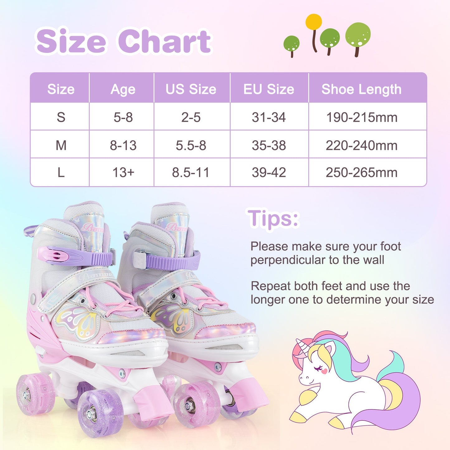 Roller Skates for Teens 4 Sizes Adjustable with Light-up Wheels for Boys Girls Ages 13+