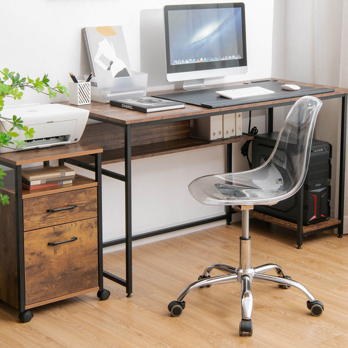 Acrylic Swivel Office Chair with Adjustable Height