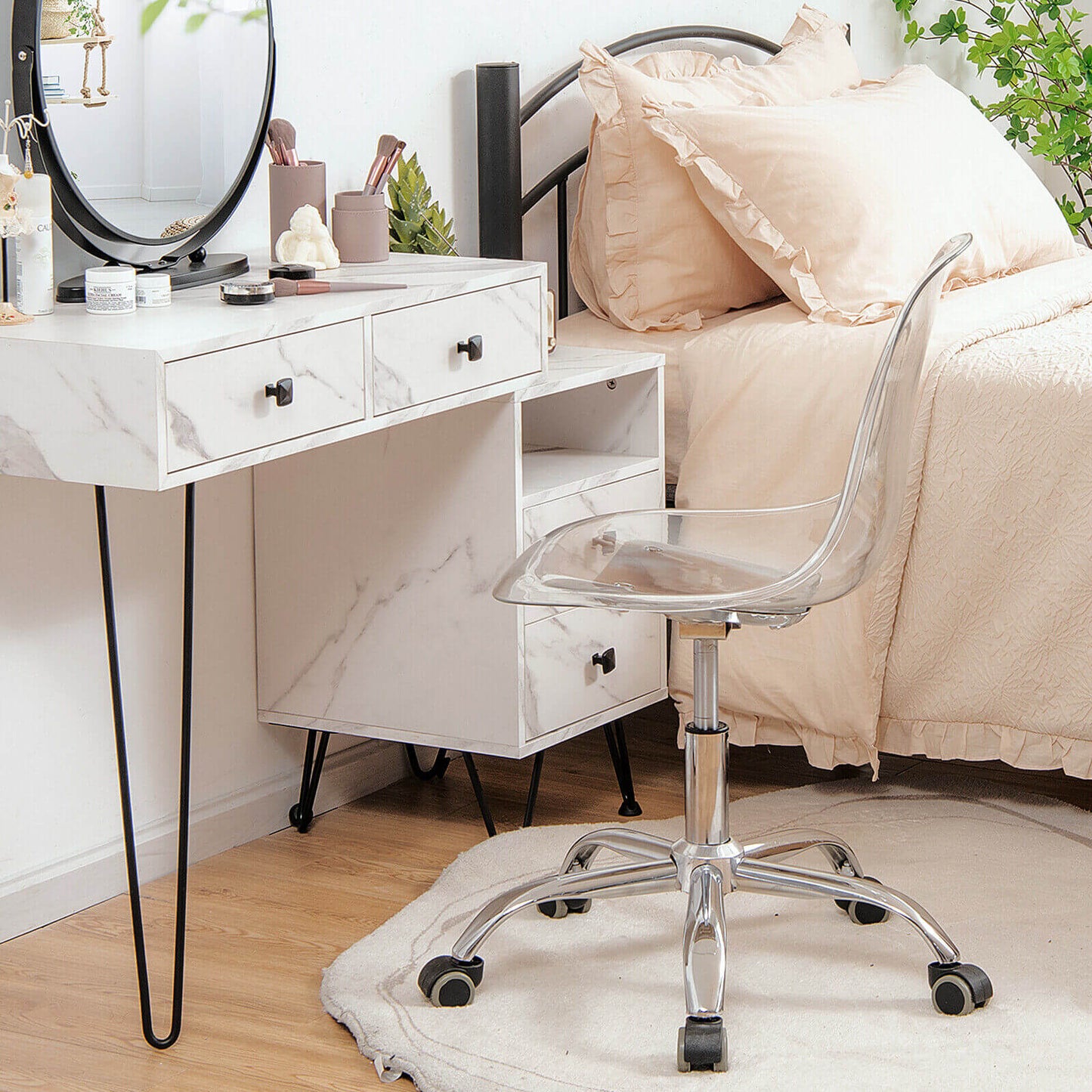 Acrylic Swivel Office Chair with Adjustable Height