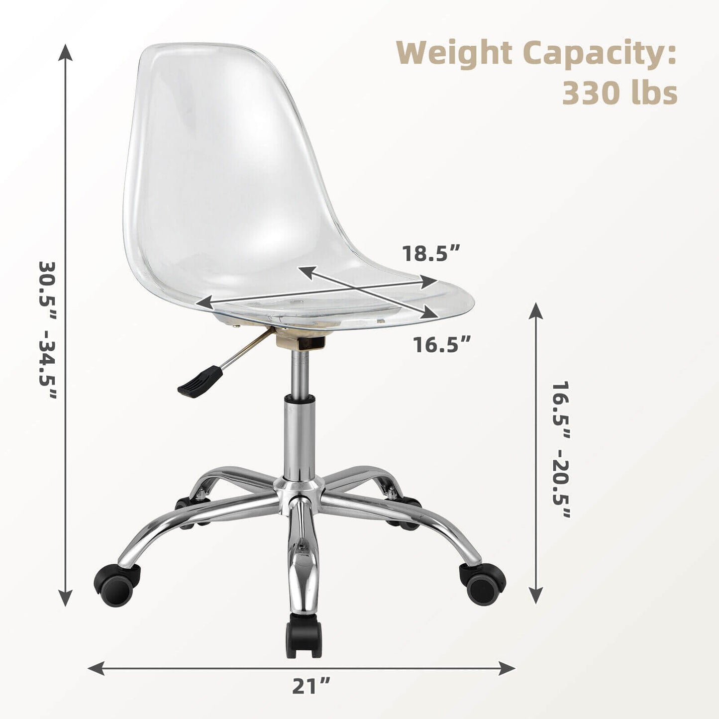 Acrylic Swivel Office Chair with Adjustable Height