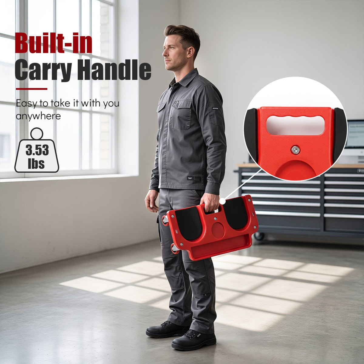 Rolling Knee Creeper with 360° Swivel Casters & Tool Trays