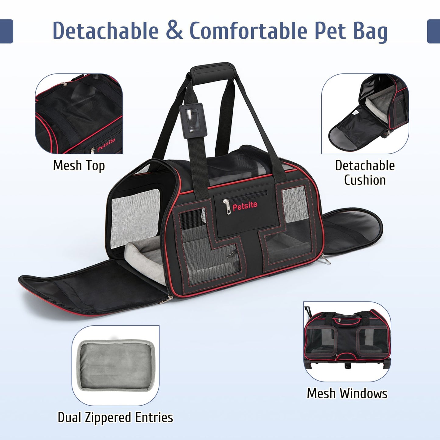 Rolling Pet Carrier with Wheels & Telescopic Handle