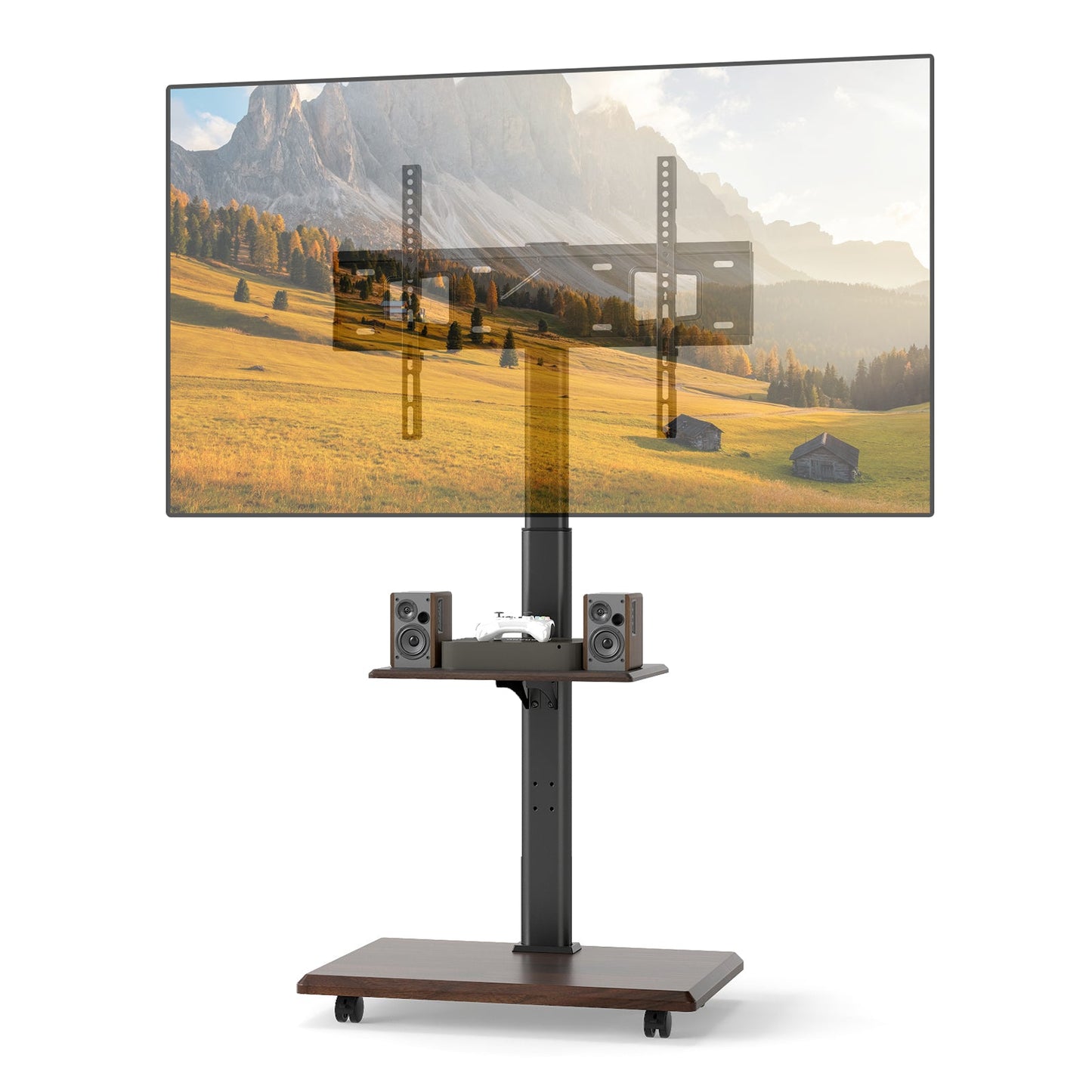 Rolling TV Stand on Wheels Mobile TV Cart for 32-75 Inch TVs Portable AV Cart